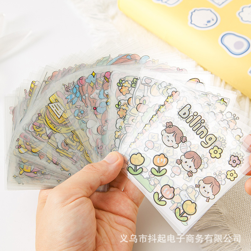100 Non-Repeating Cross-Border Bulk Handbook Stickers Cartoon Pet Waterproof Stickers Decorative Material Handbook Stickers