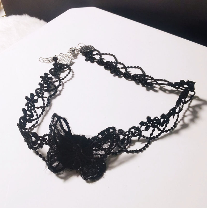 Korean Super Fairy Lace Gauze Butterfly Necklace Clavicle Chain Women's Simple Choker Neck Strap Short Necklace Women's Necklace