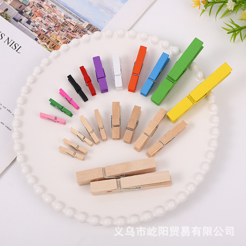 Factory wholesale 2.5cm ~ 15cm wooden clip color wooden clip diy decorative photo clip wooden photo clip