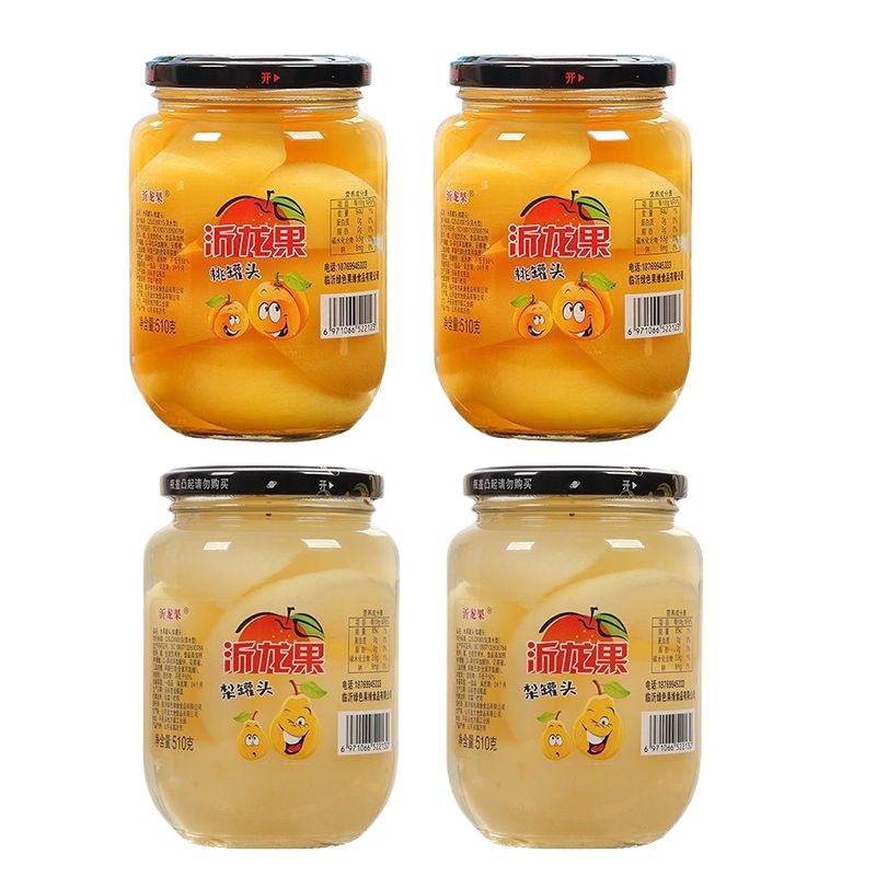 Yilong fructose water yellow peach canned 510g * 4 bottles/1 bottle of canned fruit with many flavors gift box wholesale