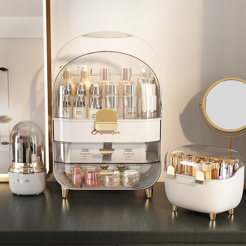 Lipstick Storage Box Dustproof Desktop Cosmetic Lipstick Box with Lid Advanced Ins Style Lip Glaze Lipstick Storage Rack