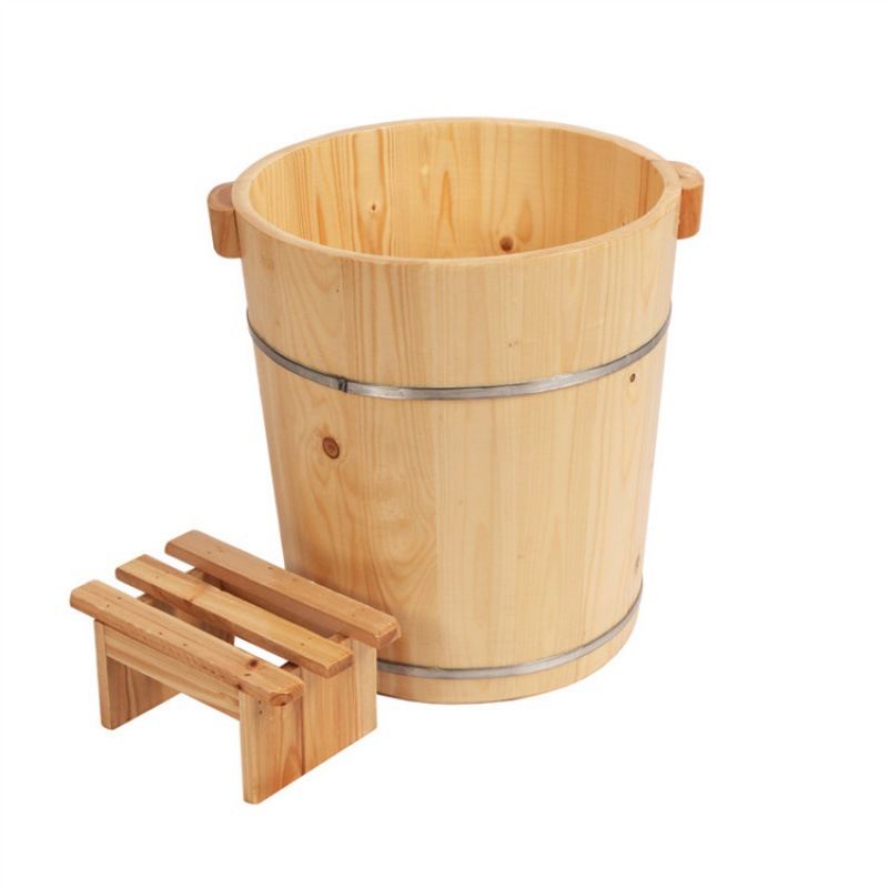 Warm Foot Bath Bucket, Traditional Xizang Foot Bath Bucket, Foot Bath Bucket, Solid Wood Foot Bath Bucket, Small Deep Bucket with Lid Wooden Bucket