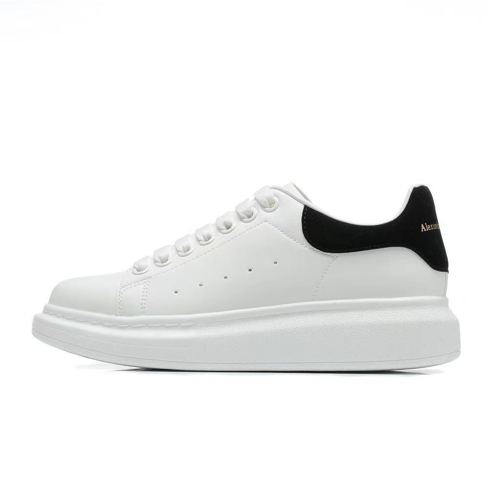 High version McQueen leather White shoes men's height increasing platform all-Match platform shoes women's 24 casual sports couple Board Shoes
