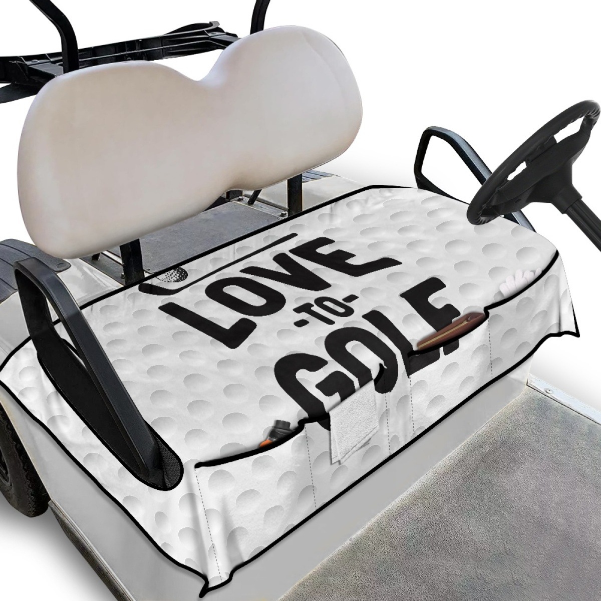 Love to Golf Printed Golf Cart Seat Cushion Cover Amazon Best Selling Golf Cart Seat Cover with Flap Pocket Pantss