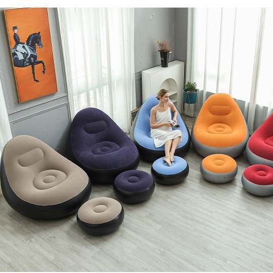 Cross-border in stock color thick combination sofa with pedal lazy inflatable sofa pvc inflatable cushion
