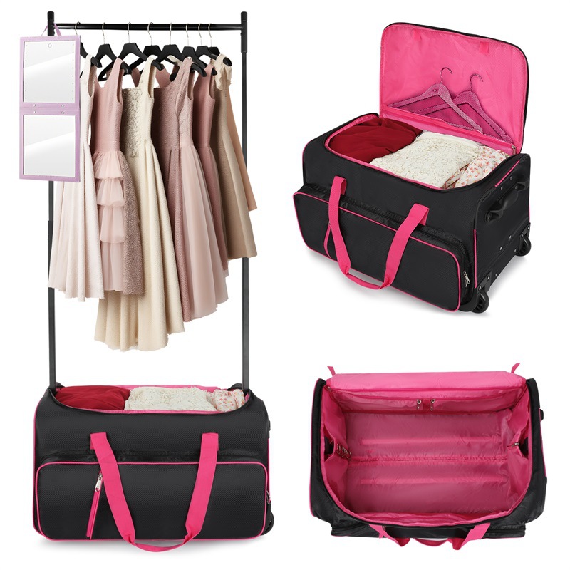 Ready-Made Dance Bag Foldable Training Hanging Clothes Hanger Clothing Bag with Wheels Trolley Performance Travel Bag