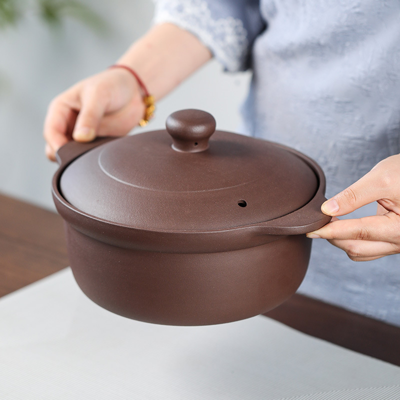 Wholesale Authentic Yixing Purple Clay Casserole for Soup, Stew, Porridge, Open Flame Gas Stove, High Temperature Resistance, Household and Commercial