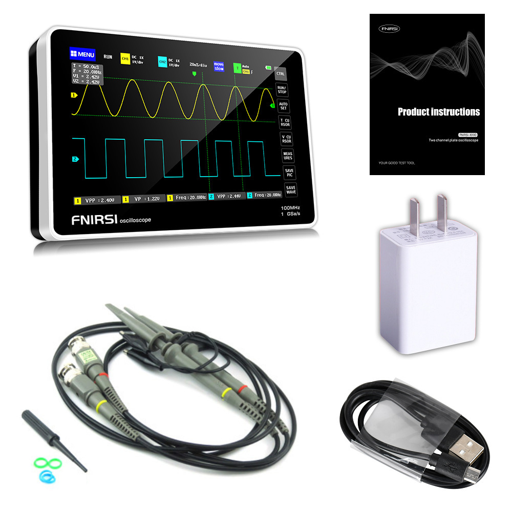 New FNIRSI 1013D dual channel digital touch tablet oscilloscope 100m bandwidth 1GS sampling rate