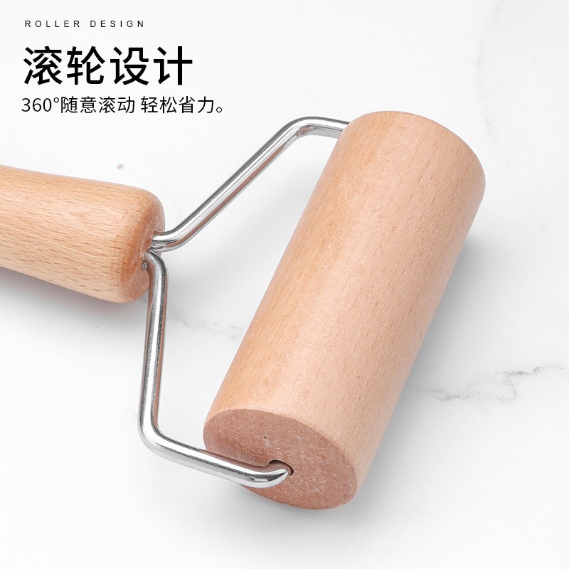 Wooden Handle Rolling Pin Double-Ended Household Solid Wood Roller Dumpling Skin Beech Wood Rolling Pin Roller Flour Stick Baking Tool