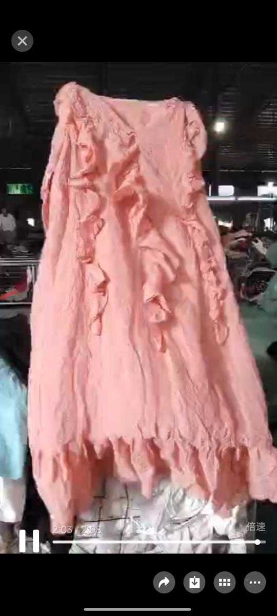 Second-Hand Clothes Old Export Amazon Cross-Border Hot Sale Hong Kong Style French Retro Polka Dot Printed Dress Cotton Long Style