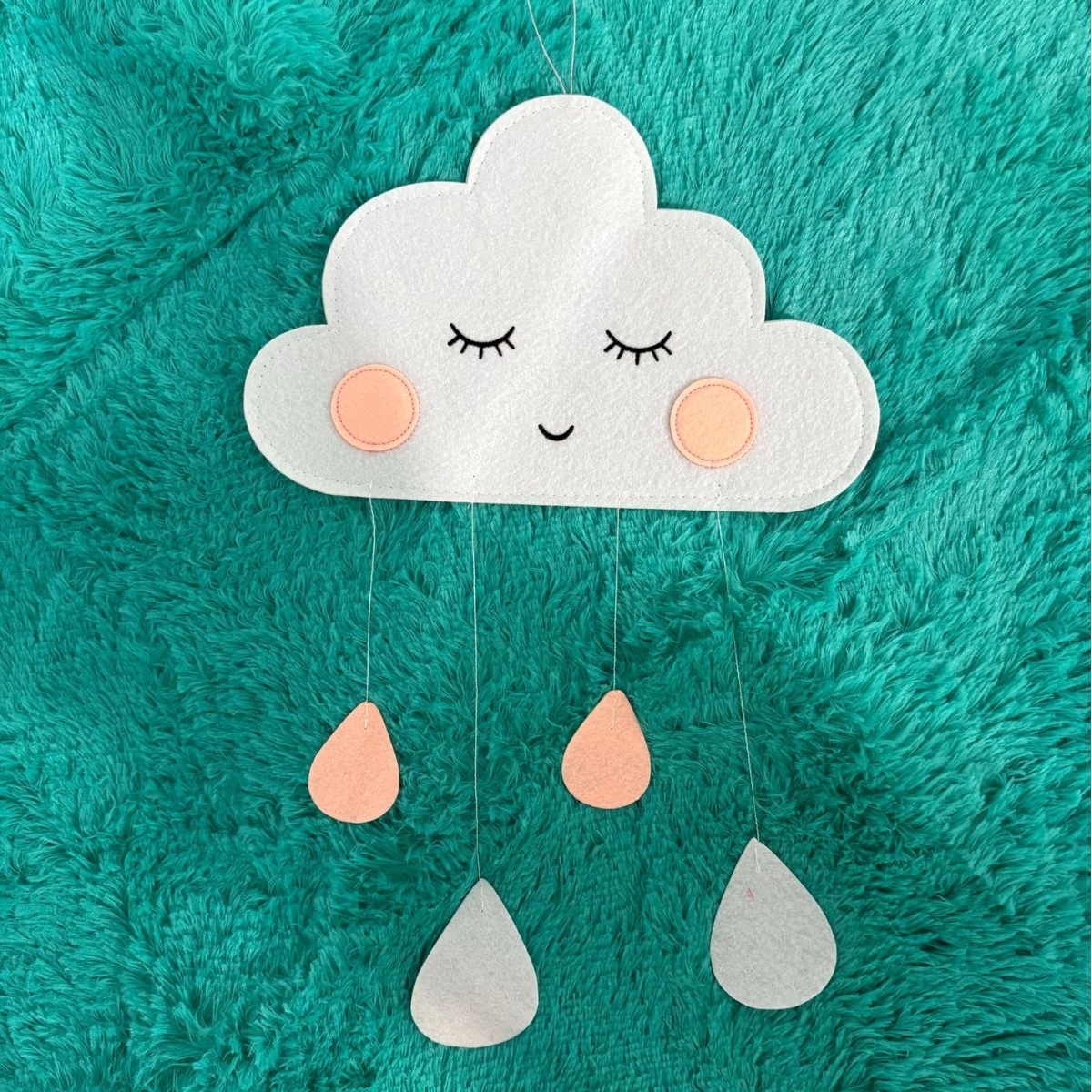 Оптовая декорация для детской палатки Облако из фетра с каплями дождя Декор для детской комнаты Подвеска для кроватки
