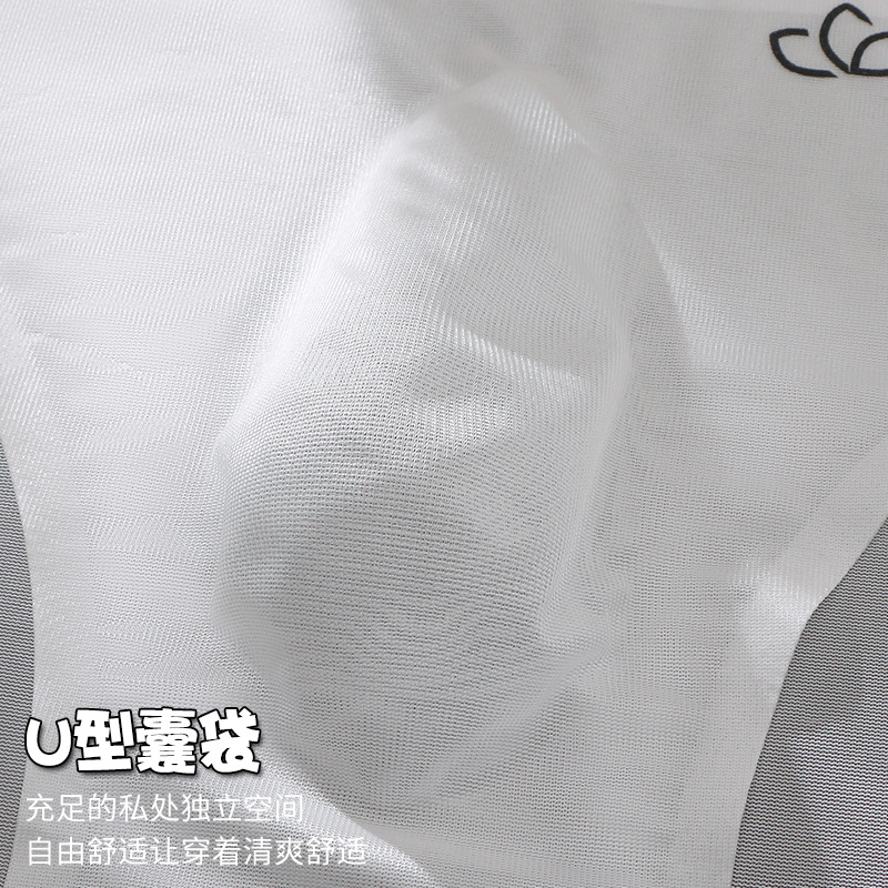 Foreign trade explosions men's briefs breathable comfortable letter sports sexy transparent egg ice silk low waist underwear head