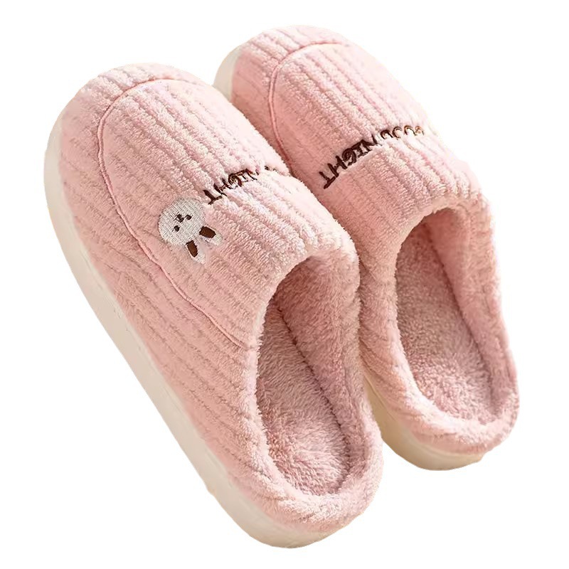 Factory wholesale cotton slippers men's non-slip indoor thickened plush warm couple thick bottom home winter cotton slippers women