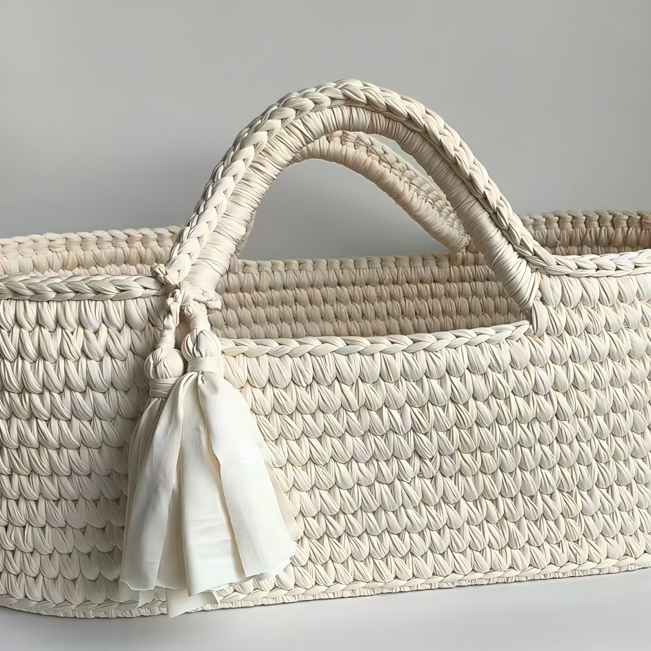 Diaper Table Crochet Knitted Baby Basket Portable Car-Mounted Baby Bed Newborn Sleeping Basket Diaper Basket