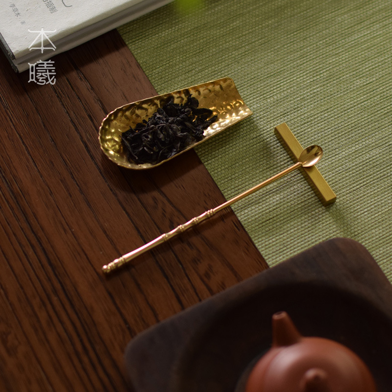 Brass Tea Dial Zen Teaspoon Matcha Tea Spoon Teaware Fragrant Powder Spoon Long Handle Kung Fu Tea Set Tea Ceremony Accessories