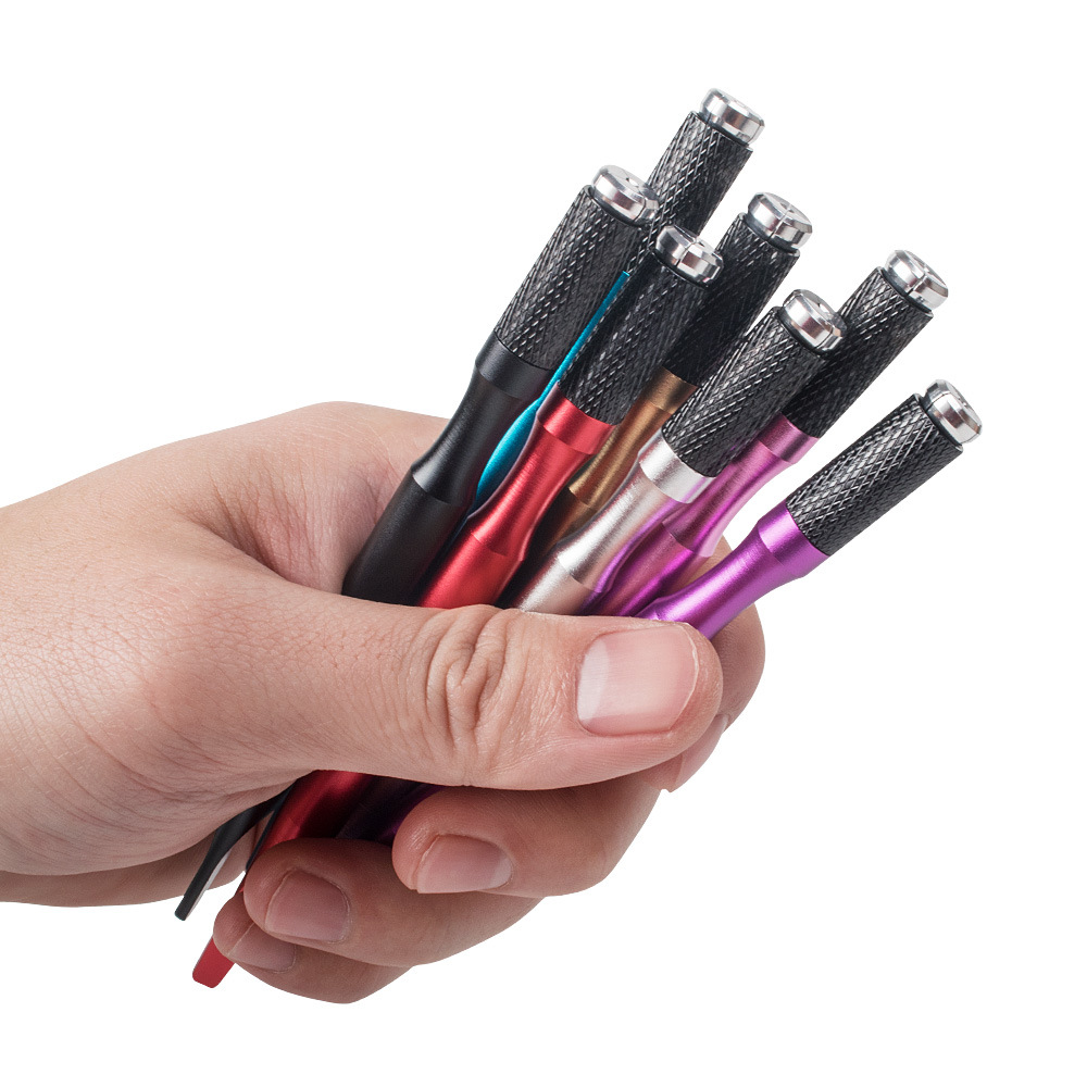 Factory wholesale 18 single head aluminum alloy tattoo flat tail waist tattoo eyebrow tattoo embroidery pen tattoo manual pen