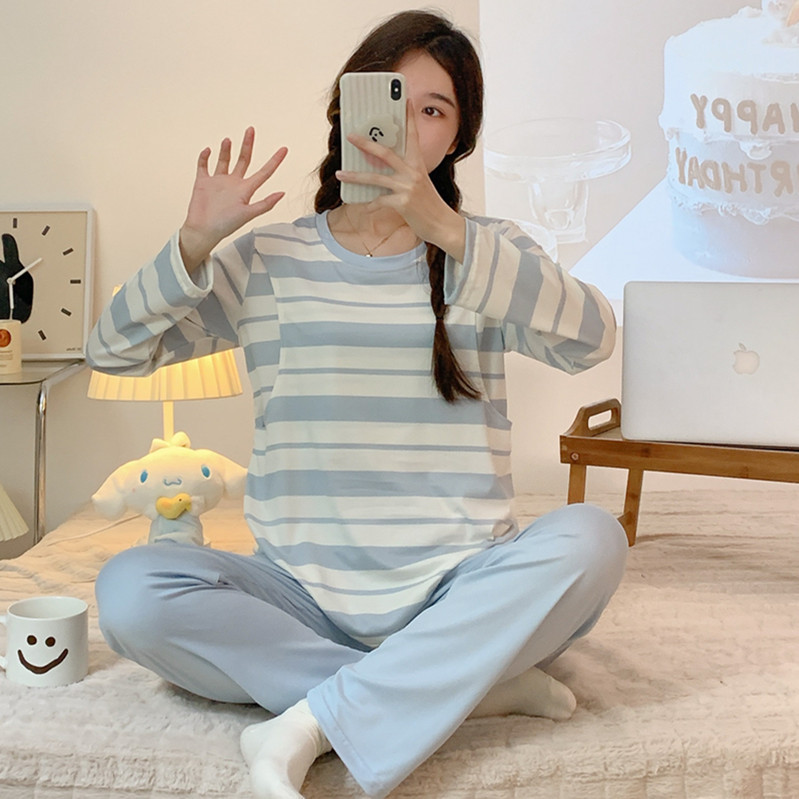 Лунная одежда для кормления тонкие послеродовые пижамы с мультяшным принтом весна и осень имитация хлопка