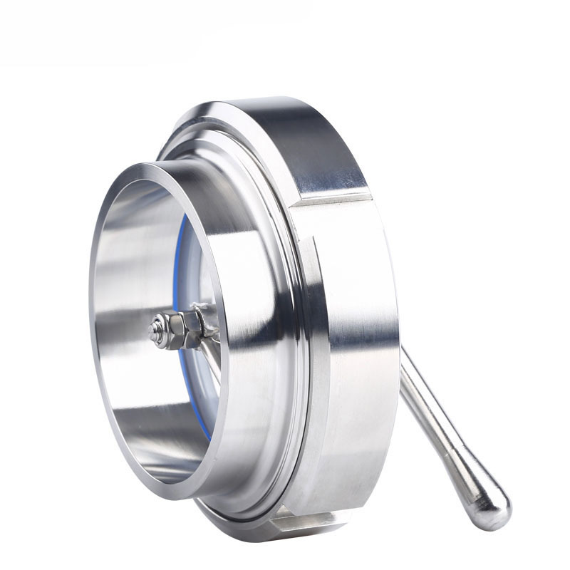 304 Stainless Steel Sanitary Welded Union Sight Glass with Brush Wiper Glass Observation Sight Glass Threaded Union Window