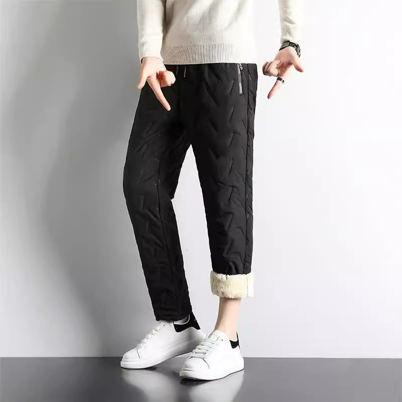 Cold-proof Wei Pants Lamb Velvet Pants Men's Winter fleece-lined Thickened Snow Pants Extra Large Size Windproof and Warm Wearing