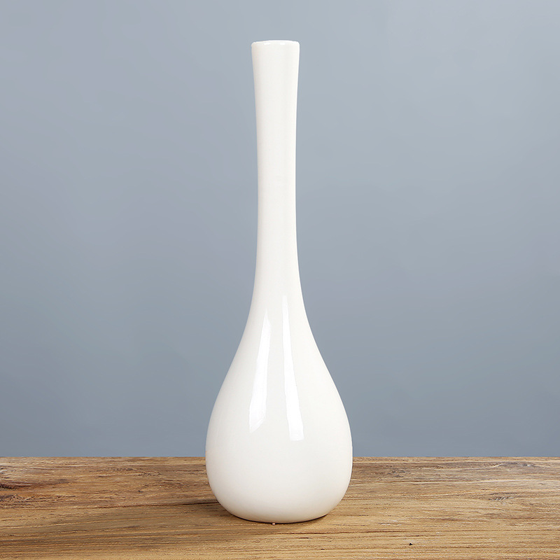 White Porcelain Jade Vase Flower Arrangement Home Decoration Ceramic Small Vase Celadon Guanyin Vase for Buddha Zen Vase