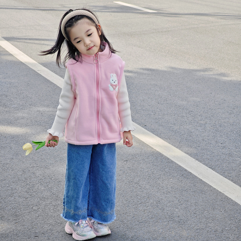 Children's Vest 2025 Autumn and Winter New Style Austrian Velvet Vest for Boys and Girls, Warm Outer Wear, Soft and Comfortable Waistcoat Cardigan