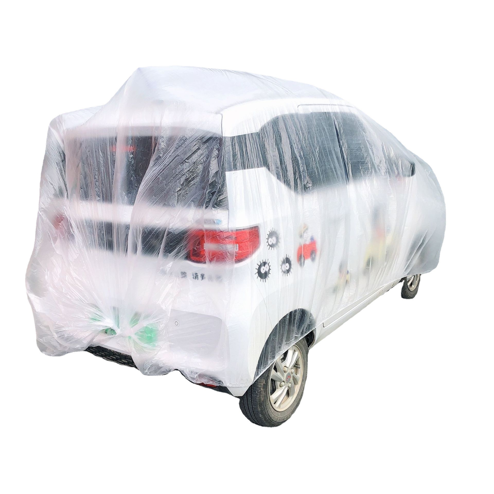Factory Direct Supply Pe Film Car Cover Thickeneded Disposable Car Cover Transparent Plastic Rainproof and Dustproof