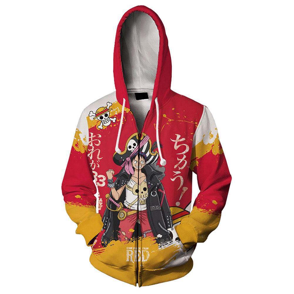 2023 new anime One Piece casual zipper hooded sweater 3D digital printing cosplay peripheral wholesale