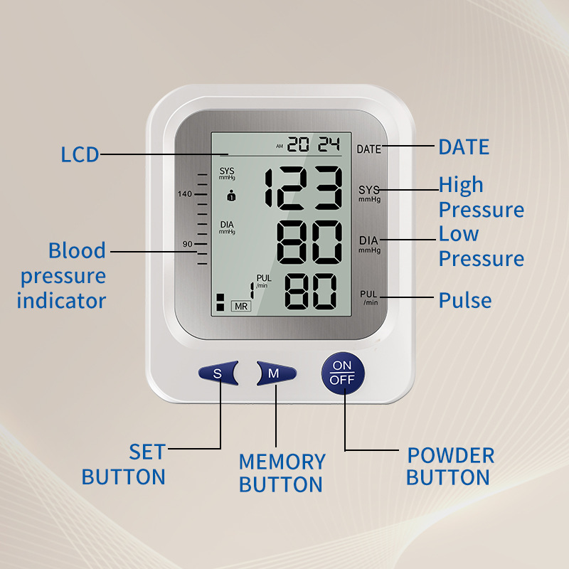 New Cross-Border Upper Arm Blood Pressure Monitor, Home Blood Pressure Monitor, Pulse Neutral Medical English Blood Pressure Measuring Instrument