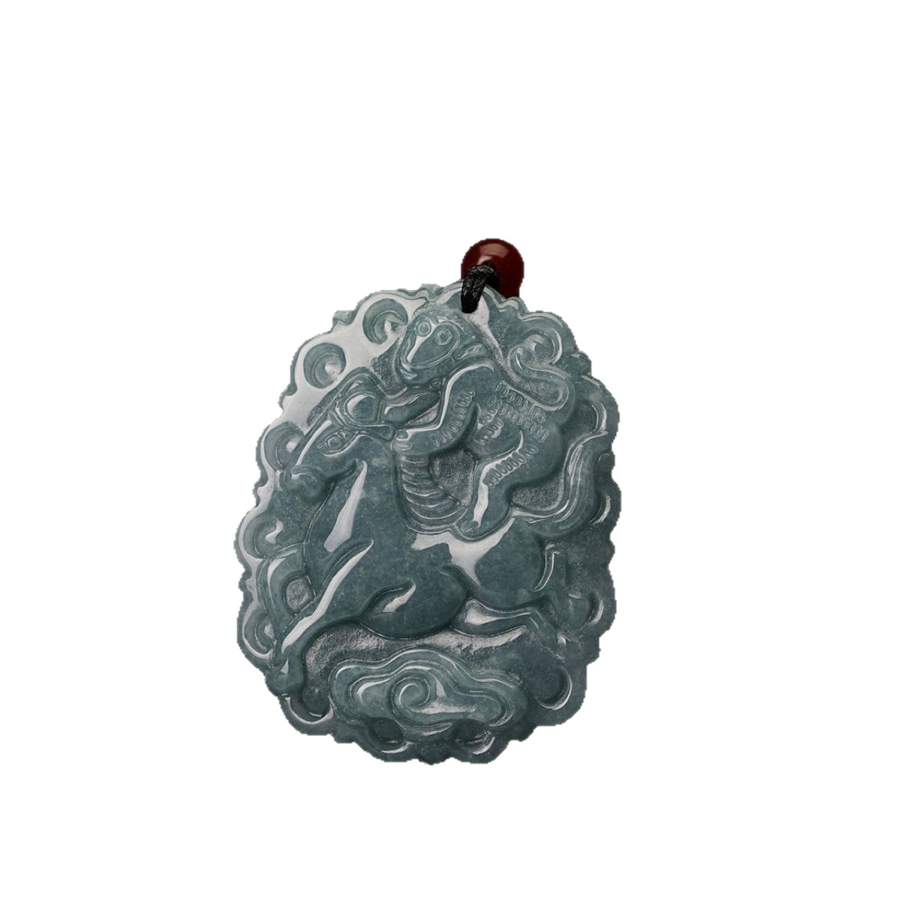 Natural A-Grade Jadeite Blue Water Dragon Brand Zodiac Dragon Business Prosperity Wealth Pendant Ice Jade Men and Women Pendant