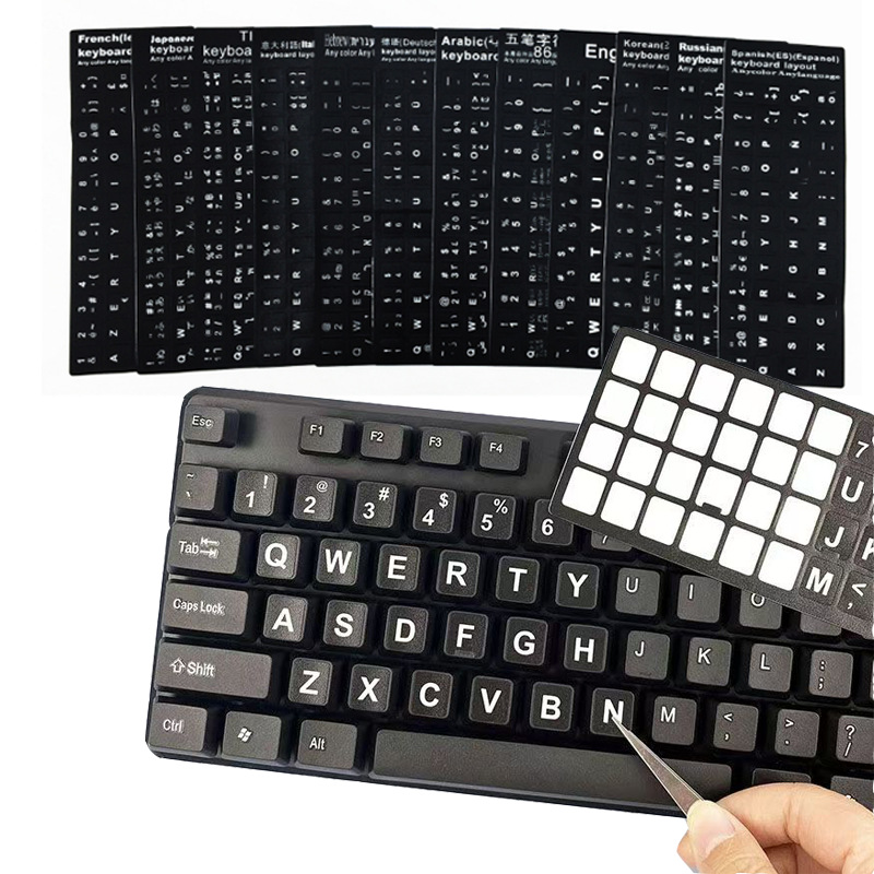 Keyboard stickers Russian French English keyboard alphabet stickers desktop computer keyboard single English large character stickers universal