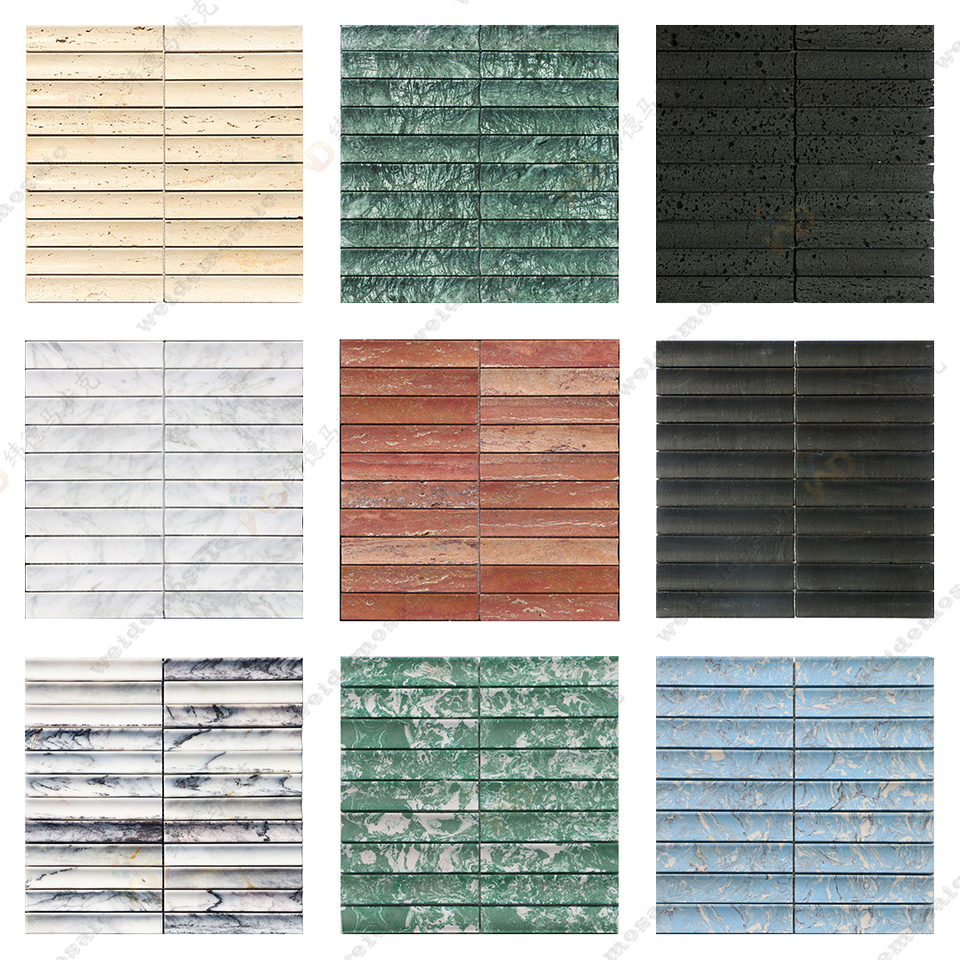 Yunfu factory natural marble mosaic cave stone Indian green Calala concave three-dimensional personalized stone wall tile