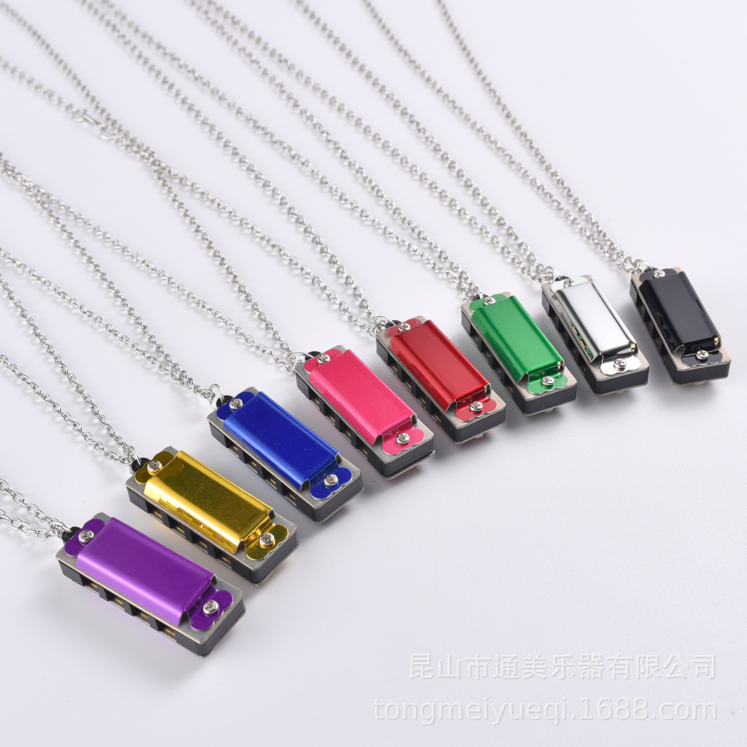 Solid Color 4-Hole 8-Tone Cartoon Zodiac Necklace Small Harmonica Round Keychain Can Blow Songs