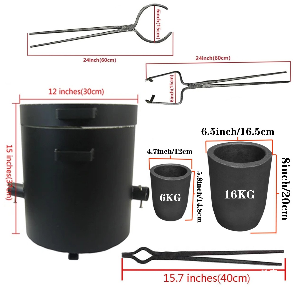 Metal Melting Furnace Jewelry Making Tool with Two Crucible Tongs Two Crucibles for Melting Gold Silver Aluminum
