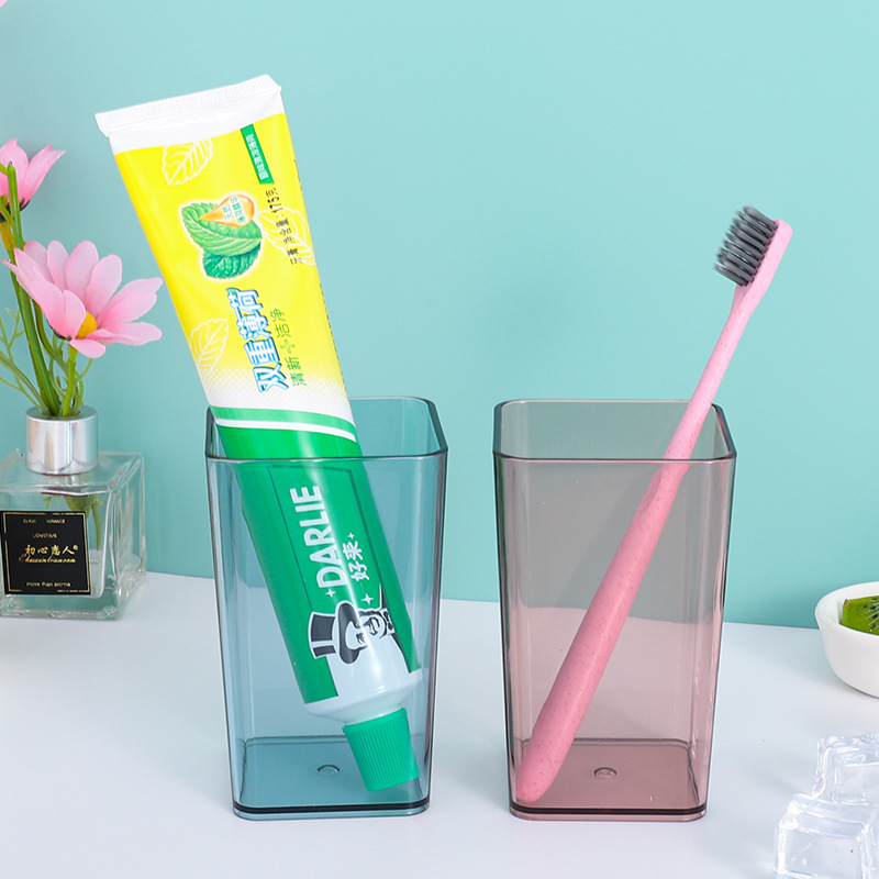 Nordic Toothbrush Cup, Square, Creative, Simple, Transparent Cup, Plastic Mouthwash Cup, Hotel Home Use, Multifunctional Toothbrushing Cup