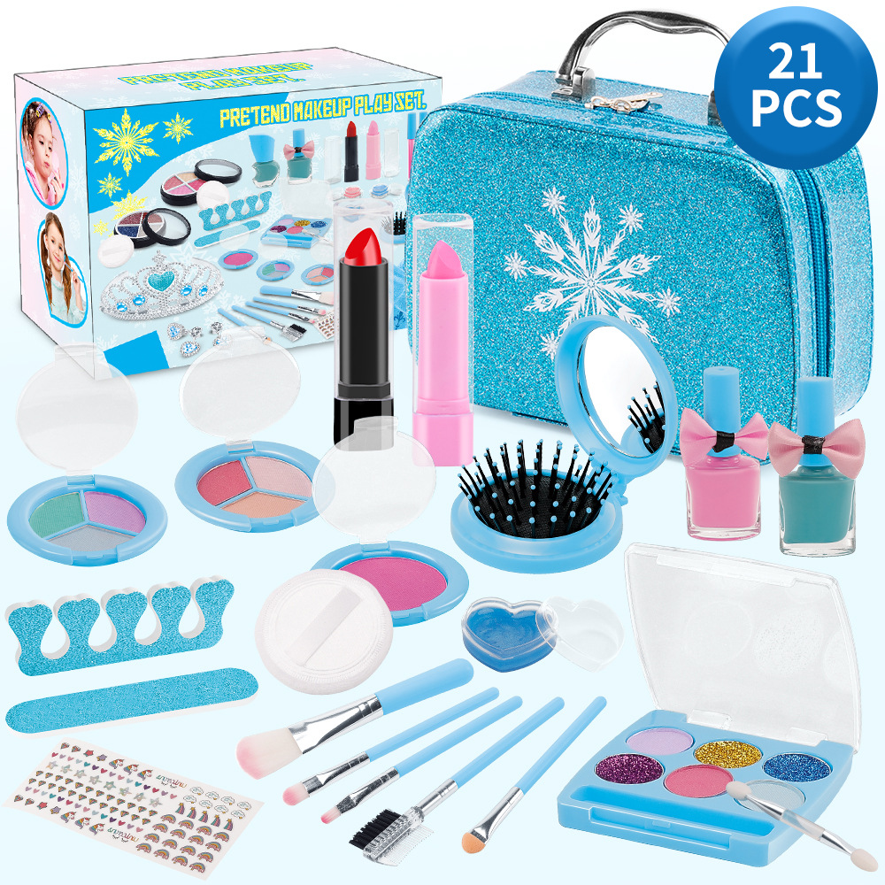 Cross-border children's cosmetics toy ice princess makeup comb play house girl makeup handbag suit wholesale