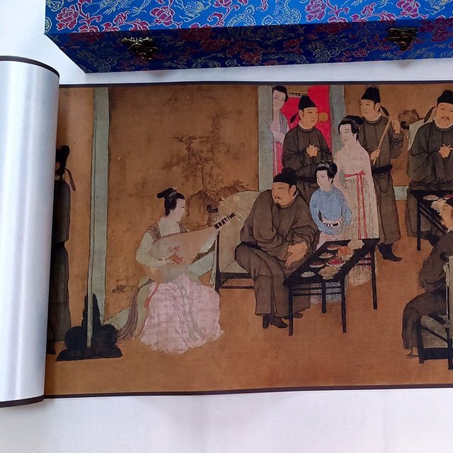 Gu Hongzhong's "Han Xizai's Night Banquet" Is a Famous Painting of Famous Characters Handed down from Generation to Generation. High-Definition Reproduction of Chinese Painting on Rice Paper Micro-Printing