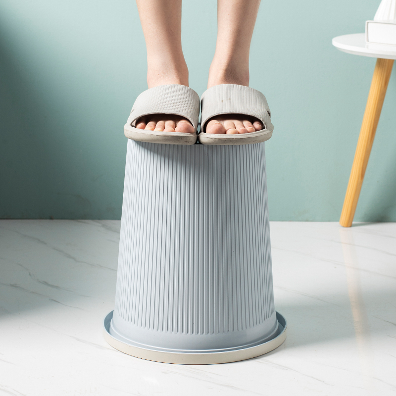 Lidless Trash Can for Home Living Room, Bedroom, Kitchen, Toilet, Bathroom, Large Capacity Office with Pressure Ring Paper Basket