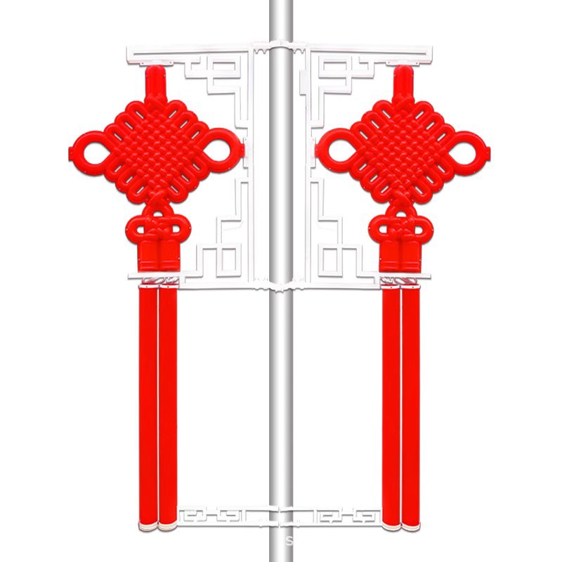 Rural Street Light Pole Decoration 1.2m China Knot Lantern Outdoor led Light Solar Acrylic China Knot Light