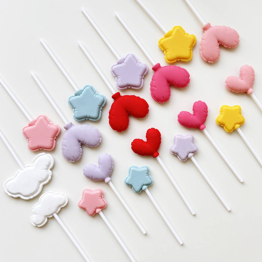 Модное облако из шариков в форме сердца и пентаграммы, мягкая клеевая декорация для торта, цветное украшение для десертного стола