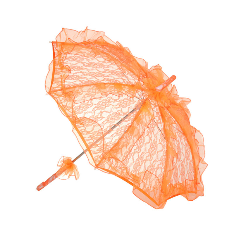 Foreign trade trumpet lace umbrella wedding flower girl shooting prop umbrella solid color lace woven dance small umbrella palace umbrella
