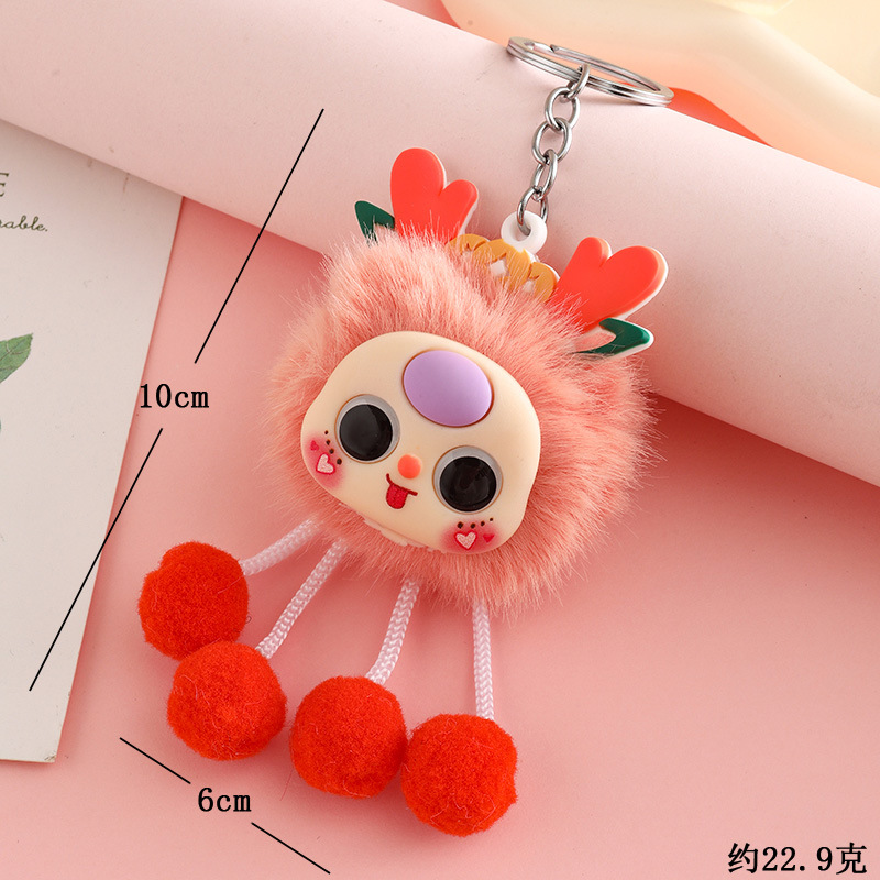 New Imitation Mink Fur Cute Mouth Funny Keychain Bag Pendant Jewelry Car Key Chain Small Gifts Wholesale