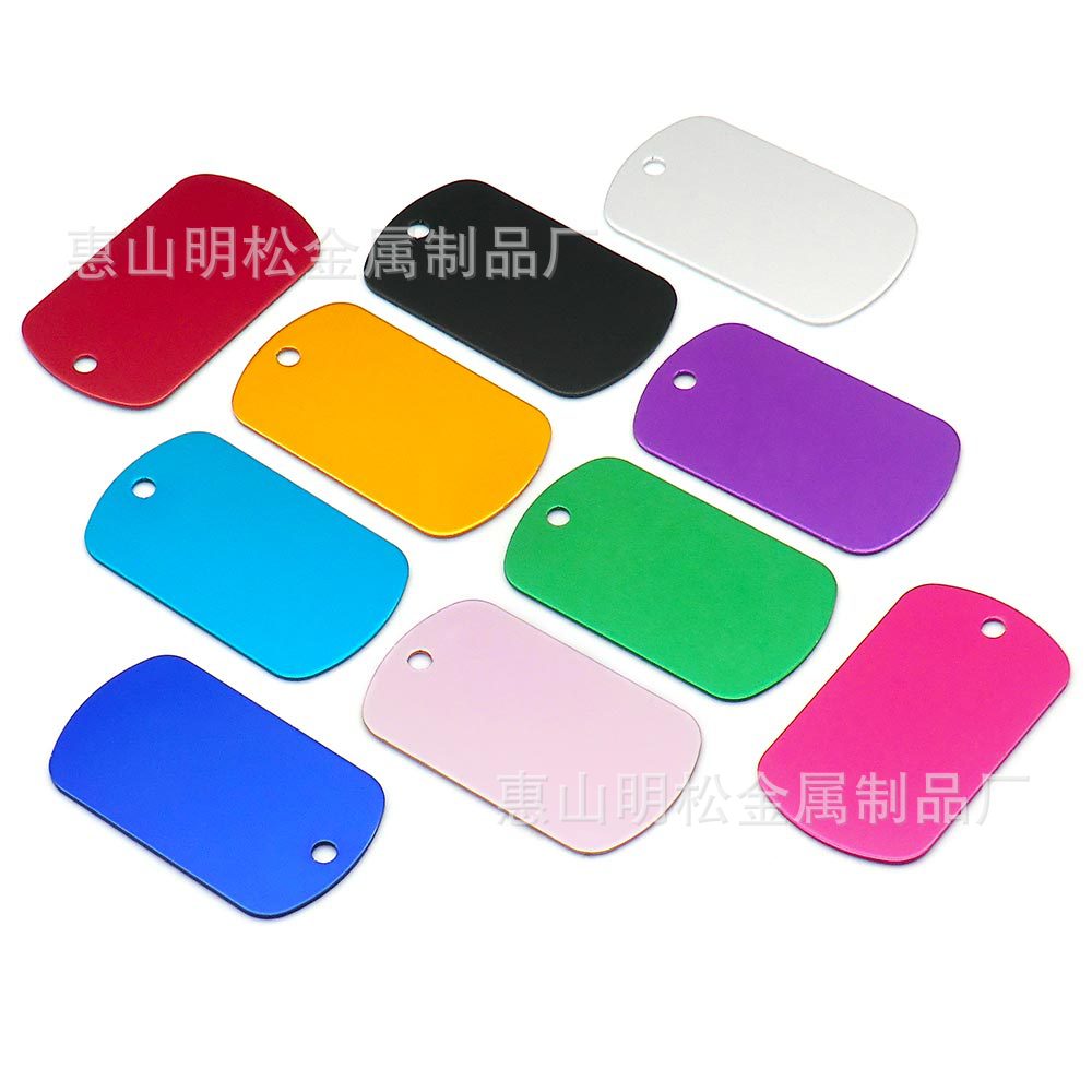 50mm Square Tag Metal Dog Tag Cat Tag Aluminum Rectangular Tag Necklace Hanging Jewelry Blank Pendant