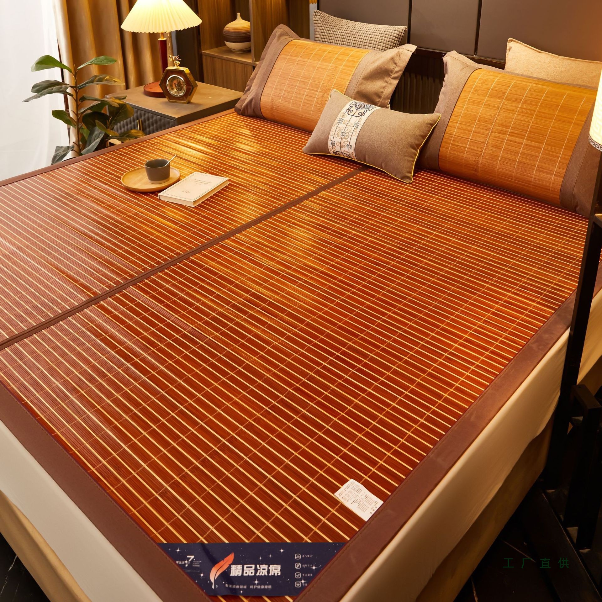 Summer Bamboo Mat, Summer Ice Silk Student Dormitory Single Foldable Winter and Summer Dual-Use Household Bamboo Straw Mat