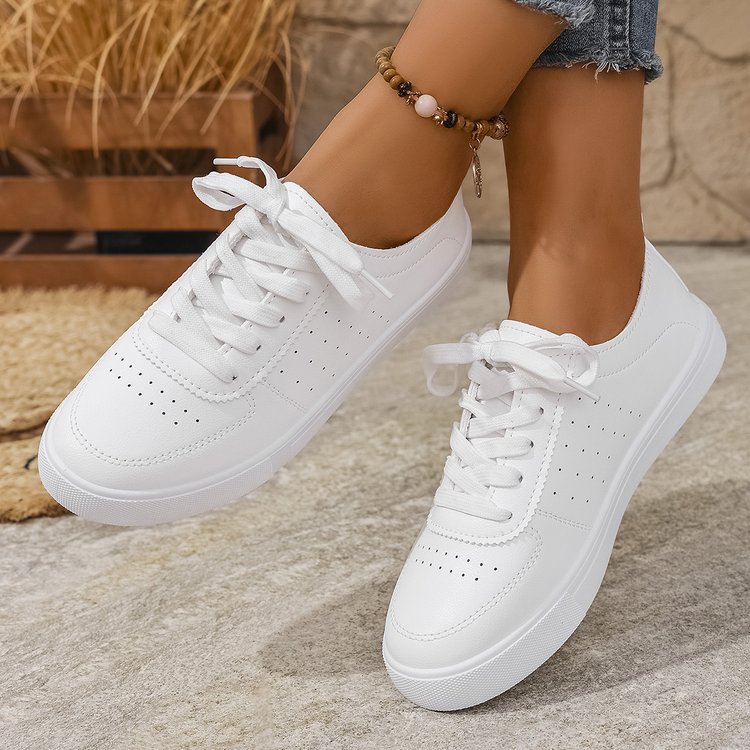 Flat-Soled Moral Training Shoes for Women 2025 New Spring and Summer Retro Niche Versatile Sports Sneakers Fashionable Casual White Shoes