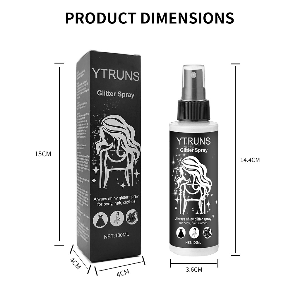 YTRUNS Brightening Glitter Spray 100ML Halloween Party Night Shop Clothes Glitter Spray
