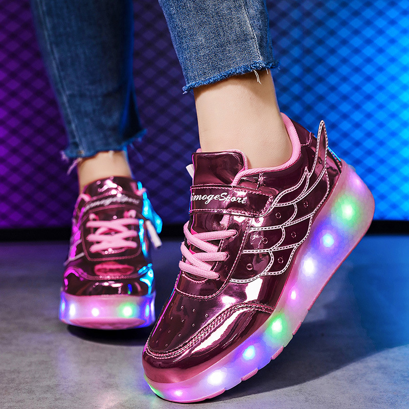 Children's heloo shoes for students roller skates for girls explosive walking shoes double-wheel deformation boys skating roller skates cross-border exclusive