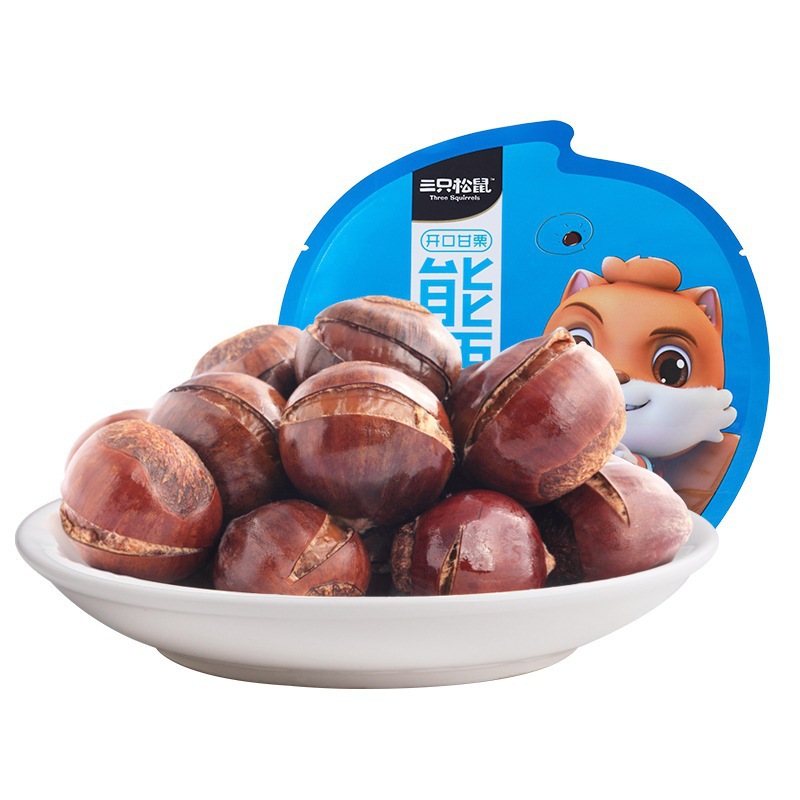 [Three Squirrels Open Chestnut 120g] Leisure Snack Food Nuts Cooked Shell Chestnut Energy Chestnut