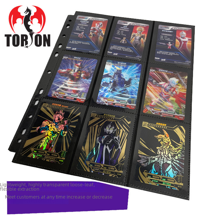 Yu-Gi-Oh Card Nba Star Card with High Transparent Inner Pages 11 Holes 9 Gridss Single-Sided Black Litchi Pattern Inner Pages