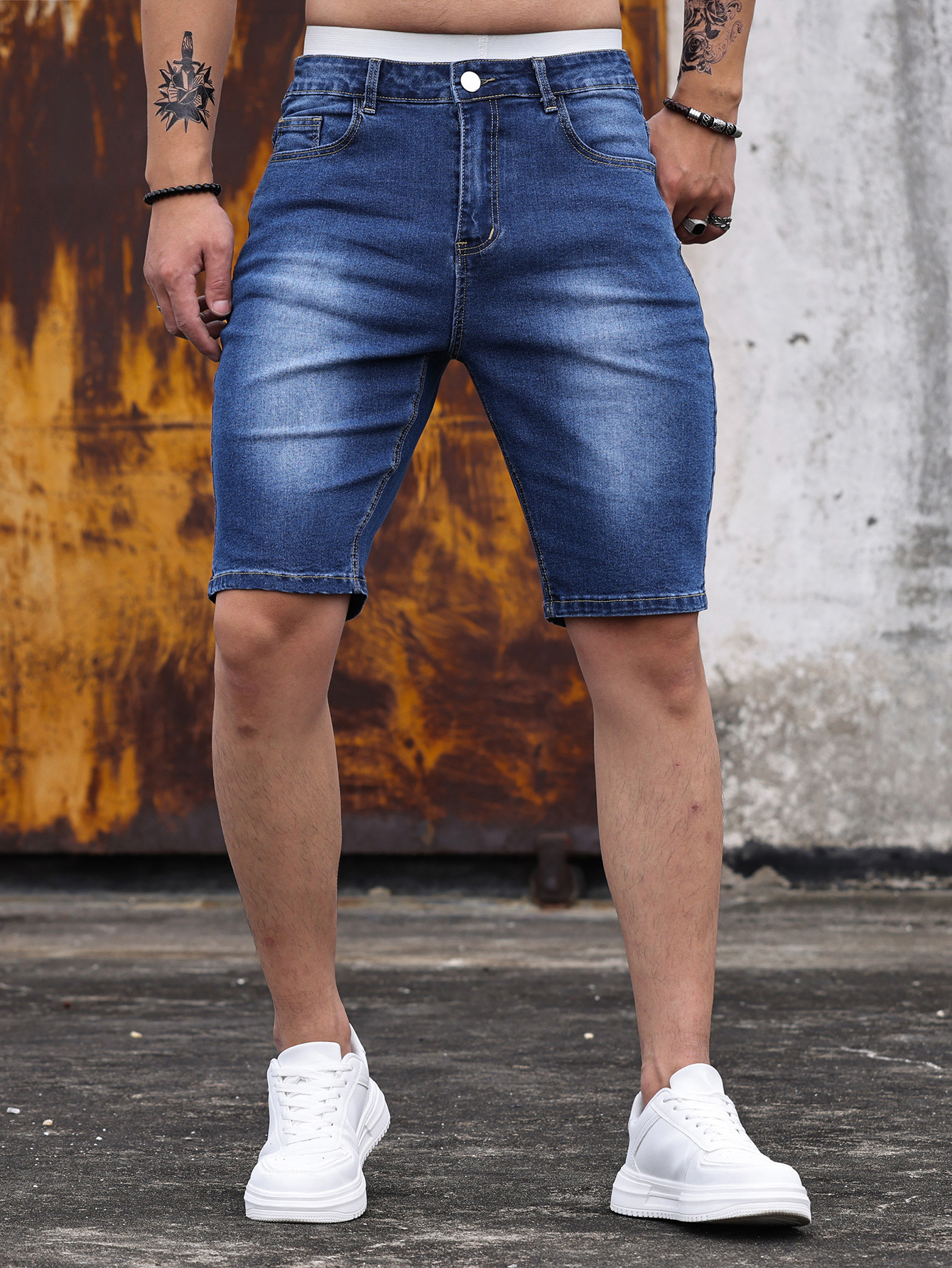 Across Europe and the United States men's stretch Denim shorts Amazon AliExpress men's new Denim shorts new