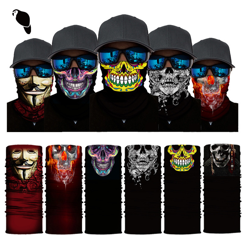 Маска Hoon Hui Skull Half Face Series Magic Hood бесшовная защитная теплая для шеи на открытом воздухе